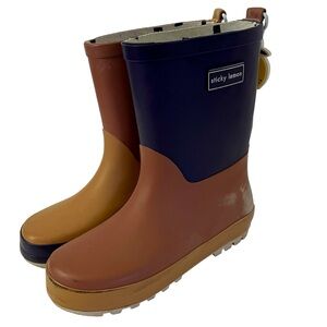 Kids Two-Tone Rain & Snow Boots - Brown and Blue